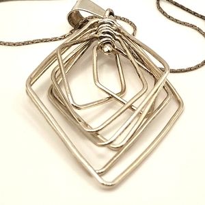 Cool, Artisan Geometric Silver Pendant and 18k Gold Plated Chain.